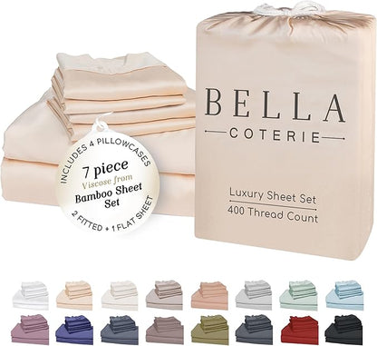 Bella Coterie 7 Piece Luxury Bamboo Viscose Split King Size Sheet Set | 2 by BC