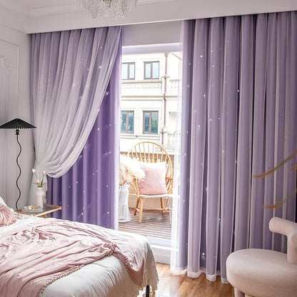 Stars Double Layer Blackout Curtains by Loyala