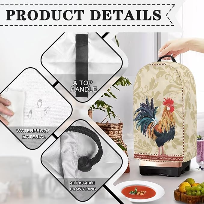 Chicken Print Blender Dust Cover, Drawstring Stand Mixer or Coffee Maker - Image 5