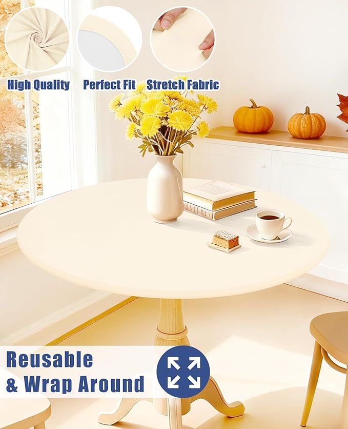 Round Spandex Tablecloth, Elastic Fitted Waterproof Tablecloths - Image 5
