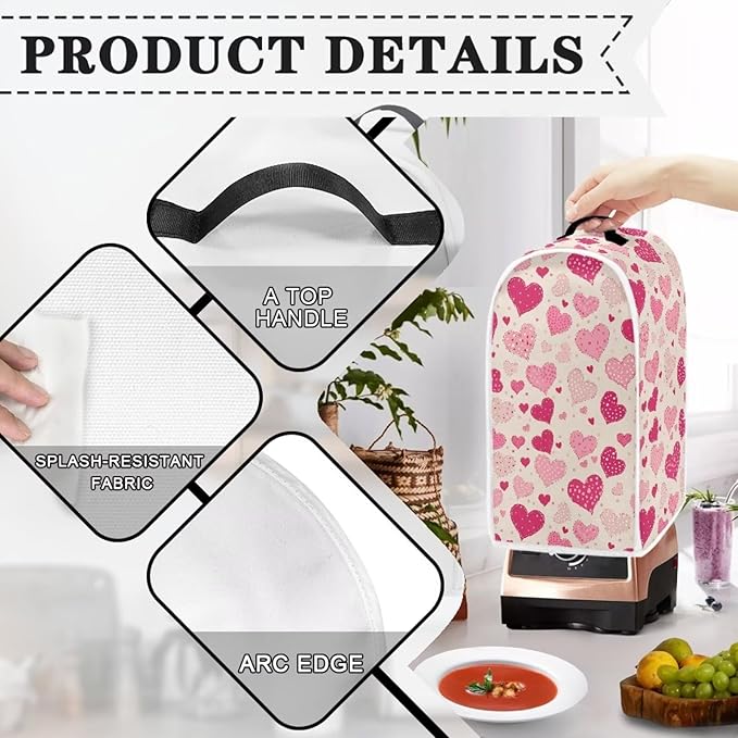 Talayituse Love Heart Print Blender Dust Cover, Fingerprint Protection Cover - Image 4