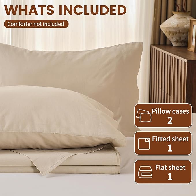 100% Linen Sheets King Size, Breathable & Durable 4-Piece Bed Flax Sheet Set - Image 6