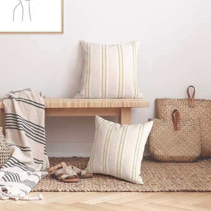 AELS 16x16 Decorative Farmhouse Linen Throw Pillow Covers, Boho Textured Pillow - Image 5