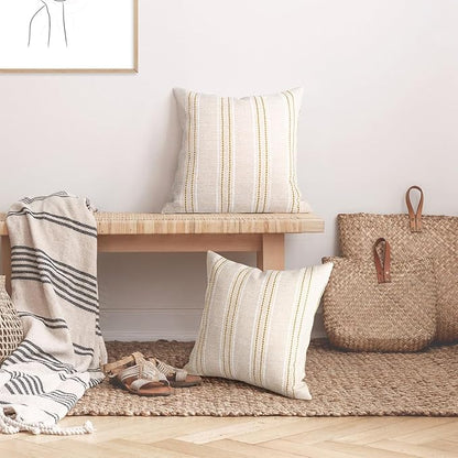 AELS 16x16 Decorative Farmhouse Linen Throw Pillow Covers, Boho Textured Pillow - Image 5
