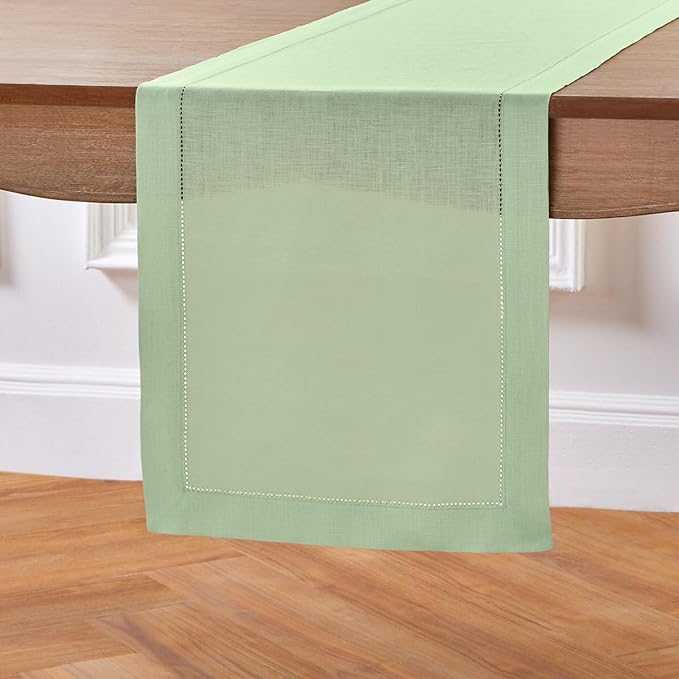 Solino Home Linen Hemstitch Table Runner 108 Inches Long - Image 2