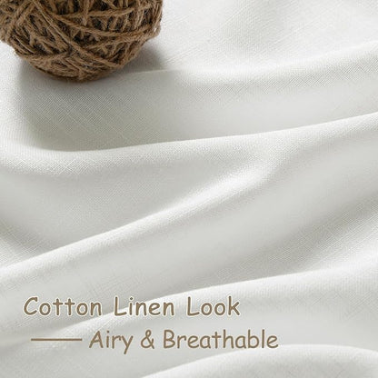 Off White Linen Curtains 96 Inches Long 2 Panels Set Back Tab Rod Pocket Semi - Image 5