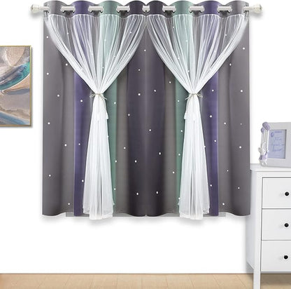 Kinryb Christmas Overlay Star Cut Out Colorful Kids Curtains - Image 2