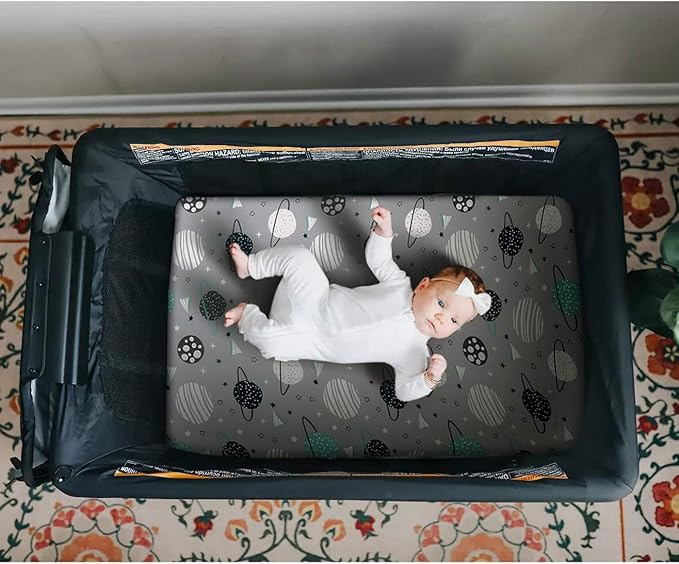 Pack n Play Stretchy Fitted Playard Sheet Set BROLEX 2 Pack Portable Mini Crib - Image 6