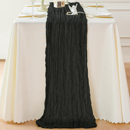 Sioloc Black Cheesecloth Table Runner Fall Autumn Decor for Home 10ft Table Cloth for Wedding Birthday Party Halloween Thanksgiving Decorations
