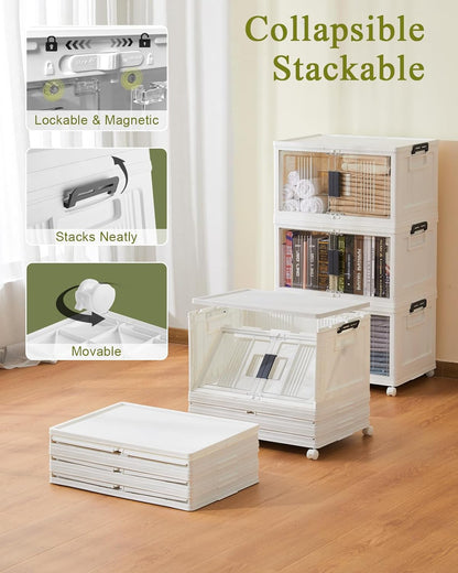 olarhike 144qt storage bins with lids for closets, side view