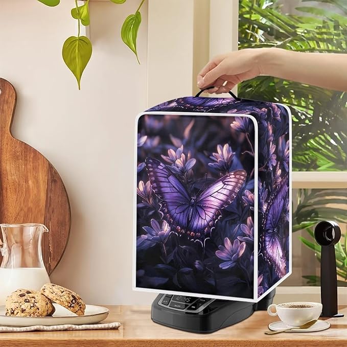 Mumeson Purple Butterfly Coffee Maker Cover, Dust Resistant Supplies Home - Image 4