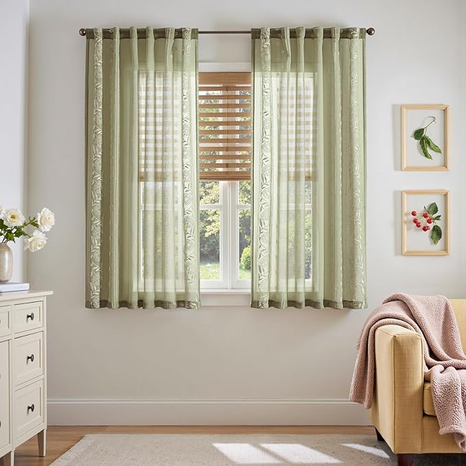 jinchan Winslow Sheer Curtains 63 Inch Length by JINCHAN