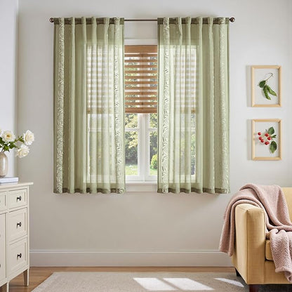 jinchan Winslow Sheer Curtains 63 Inch Length by JINCHAN