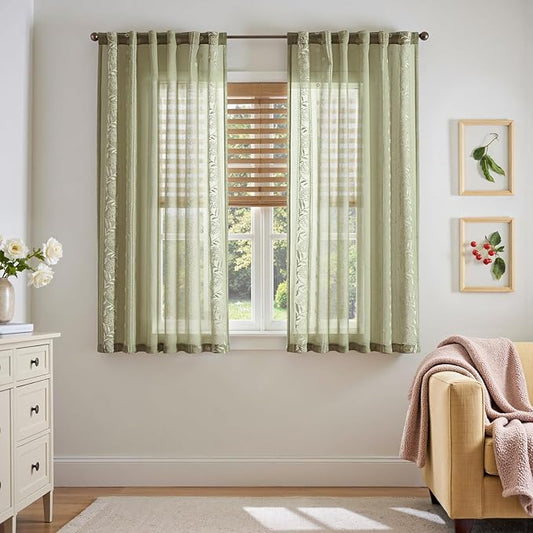 jinchan Winslow Sheer Curtains 63 Inch Length by JINCHAN