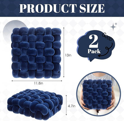 Wenqik 2 Pcs Knot Pillows Square Knotted Plush Throws Soft Accent Pillows - Image 3