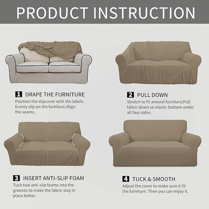 Easy-Going Stretch 4 Seater Sofa Slipcover 1-Piece Sofa Cover Furniture - Image 5