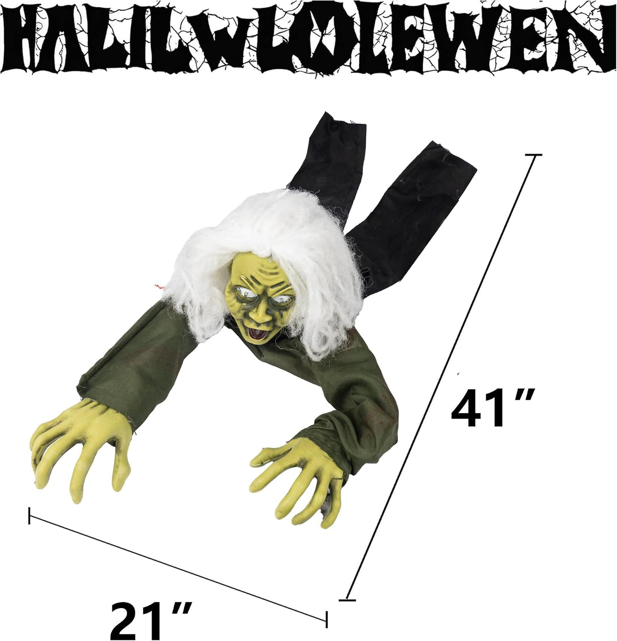 Hourleey Halloween Outdoor Decorations, Animated Zombie Groundbreaker Climbing Prop with Lighted Eyes and Scary Sound, Halloween Decor for Graveyard Haunted House Indoor Lawn Yard