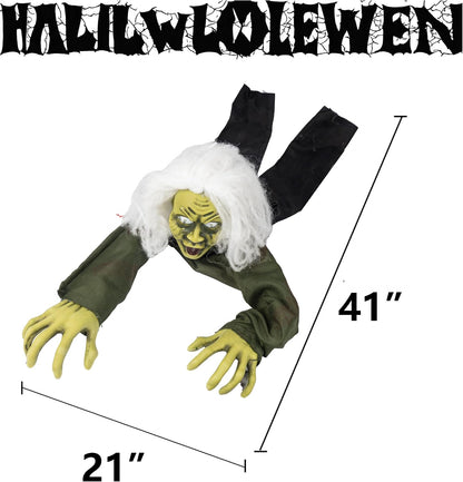 Hourleey Halloween Outdoor Decorations, Animated Zombie Groundbreaker Climbing Prop with Lighted Eyes and Scary Sound, Halloween Decor for Graveyard Haunted House Indoor Lawn Yard