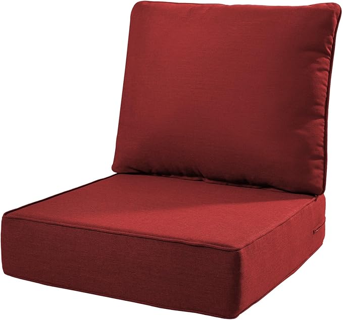 6" Thick Outdoor Cushions 22x24x6, 1-Set Deep Seat Patio Cushions by Pugire