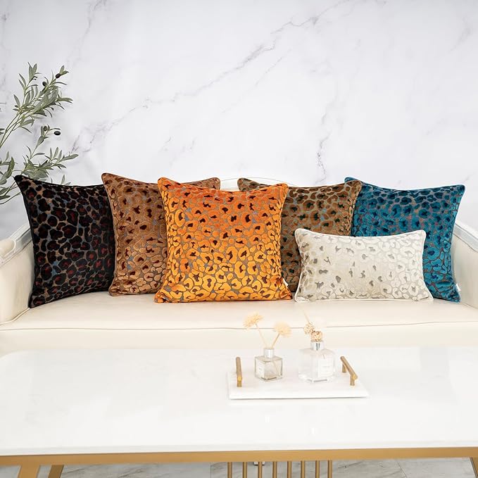 Alerfa Blue Floral Throw Pillow Cover 20 x 20 Inch Cut Velvet Sqaure Luxury - Image 7