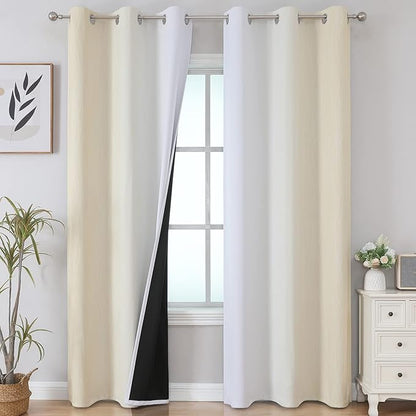 Estelar Textiler Beige and Greyish White Blackout Curtains by ESTELARTEXTILER