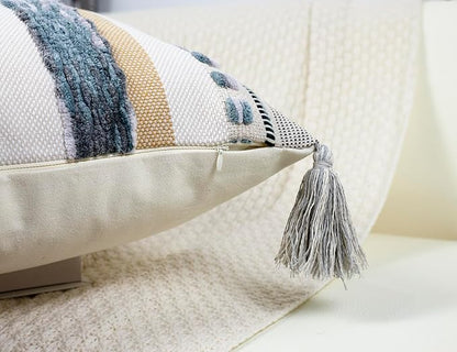 PANOD Chenille Farmhouse Throw Pillow Covers 16 x 16 Light Grey, Neutral Boucle - Image 4