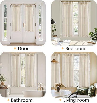 jinchan Pinch Pleated Linen Blend Curtains 63 Inch 2 Panels Light Filtering - Image 5
