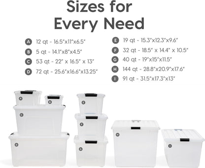 iris usa 6-pack 54 quart storage bins with, front angle view