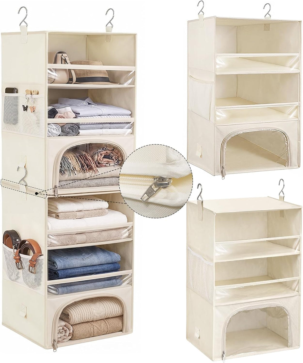 Hanging Closet Organizer for Dorms & RVs, 2-in-1 Dust-Proof
