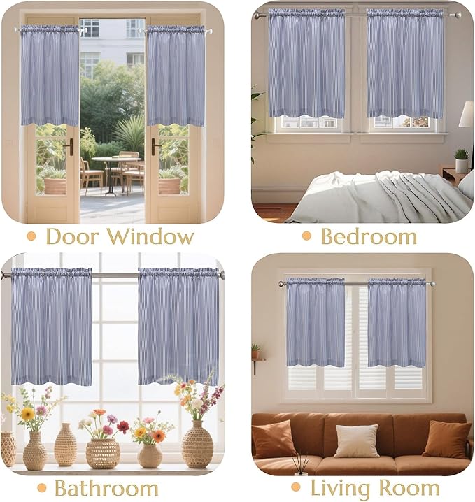July Joy Cotton Tier Curtains 24 Inches Long Country Kitchen Curtains Rod Pocket - Image 3
