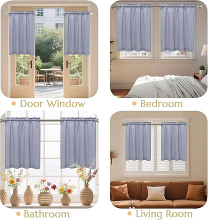 July Joy Cotton Tier Curtains 24 Inches Long Country Kitchen Curtains Rod Pocket - Image 3