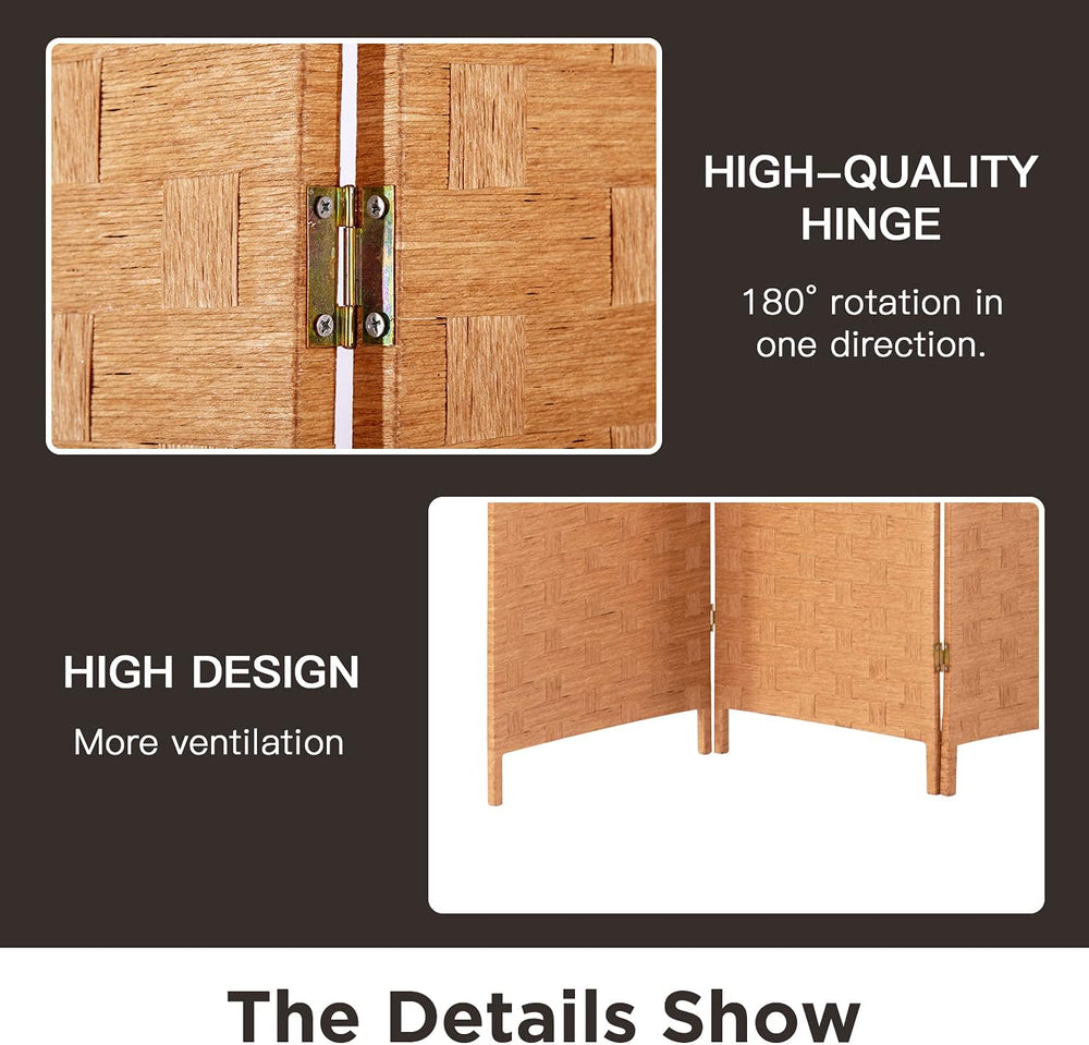 FDW 4-Panel Folding Room Divider | 6ft, Natural | Light & Portable