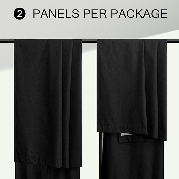 54 Inch Curtains Length 2 Panels Set 100% Blackout Modern Black Out Linen Drapes - Image 9