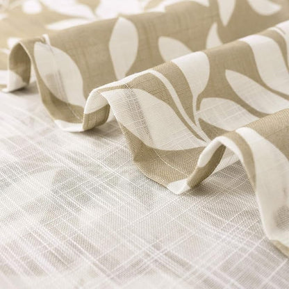 Taupe White Leaf Sheer Curtains - Image 4