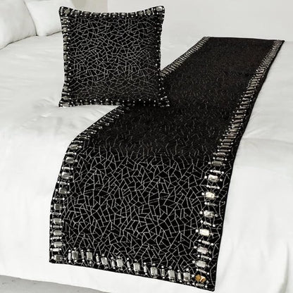The HomeCentric King/Queen/Twin Black Decorative Twin 53"x18" Bed Runner by TheHomeCentric