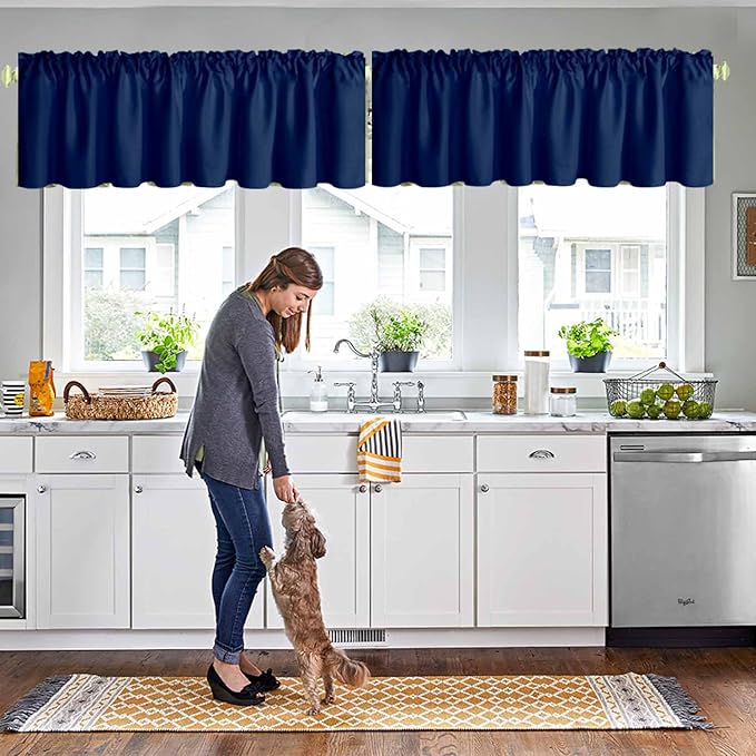 Blackout Valances for Kitchen Windows Bathroom Living Room Bedroom Privacy Rod by HighQualityCurtains