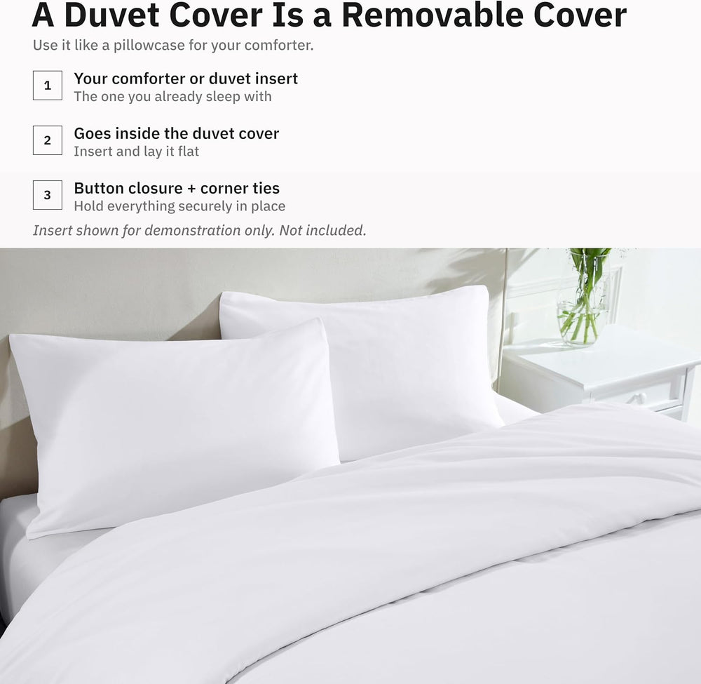 California Design Den Luxury King Duvet Cover Set, White