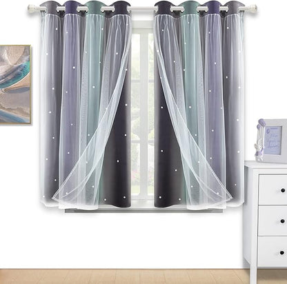 Kinryb Nursery/Kids/Girls Room Star Cut Out Blackout Rainbow Curtain by Kinryb