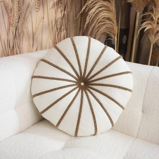 S_SSOY Round Pumpkin Throw Pillows 16", Colorful Striped Cushions Floor Pillows by S_SSOY