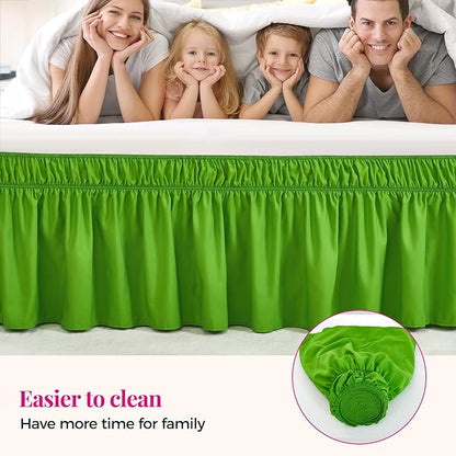 RIMELA Green Bed Skirt King Size 18 Inch Drop, Elastic Bed Skirting - Image 3
