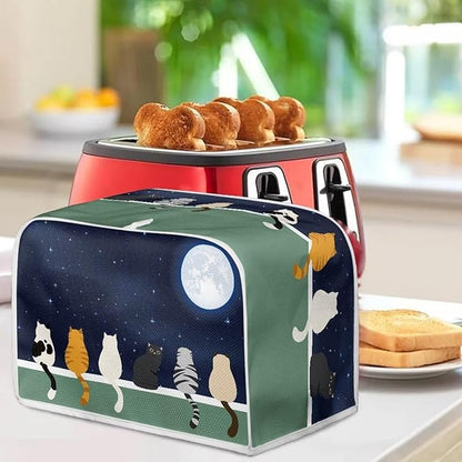 Galaxy Print Oven Cover Kitchen Bread Machine Protector, Moon Cat 2 Slice - Image 4