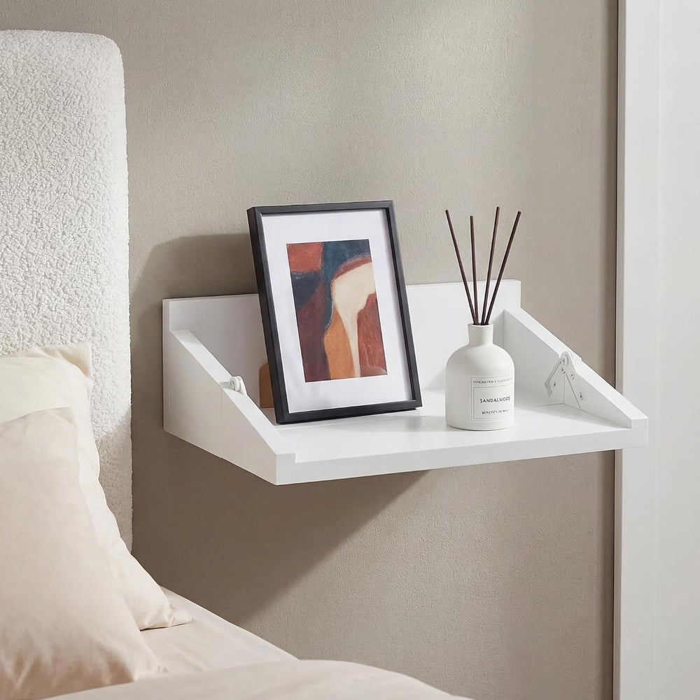 SUMGAR Floating Nightstand, White Foldable Bedside Table for Small Spaces