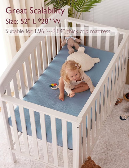 Momcozy Muslin Standard Fitted Crib Sheets, 2 Pack Soft Breathable Natural - Image 2