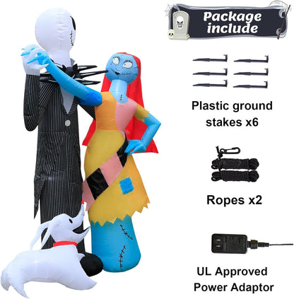 6FT Halloween Outdoor inflatables Decorations,Blow Up Skeleton and Dog Decorations with LED Lights, Halloween Party Decoration for Yard Garden Lawn
