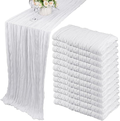 12 Pack 10Ft Cheesecloth Table Runner 35x120 Inch Boho Gauze Table Runner by Fivenl