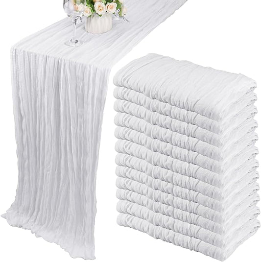 12 Pack 13Ft Cheesecloth Table Runner 35x157 Inch Boho Gauze Table Runner by Fivenl