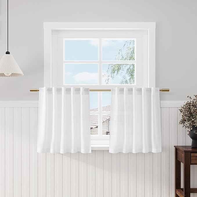 Nanspring 24 Inch White Linen Curtains by Nanspring