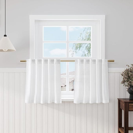 Nanspring 24 Inch White Linen Curtains by Nanspring