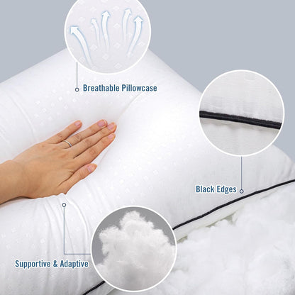 standard size bed pillows for sleeping 4 pack,luxury, side view