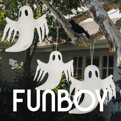 FUNBOY Hanging Ghost Halloween Decorations, Outdoor Décor, 3 Pack